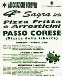 Sagra della pizza fritta e arrosticini e concorso di pittura a Passo Corese 1-3 agosto
