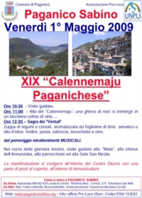 PAGANICO SABINO - VENERDI’ 1° MAGGIO 2009 – XIX CALENNEMAJU PAGANICHESE e Sagra dei Vertuti.