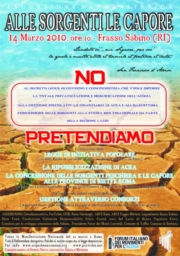 Escursione alle Sorgenti Le Capore a favore dell'ACQUA PUBBLICA 14 marzo 2010
