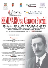 Seminario su Giacomo Puccini. Rieti 15 e 16 marzo 2010