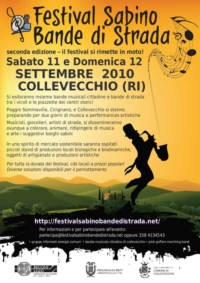 Torna il Festival Sabino dedicato alle Bande di Strada. Sabato 11 e Domenica 12 settembre