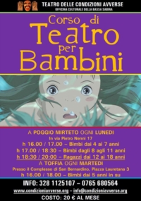 CORSI DI TEATRO  PER BAMBINI E RAGAZZI A POGGIO MIRTETO (RI) e a TOFFIA (RI)