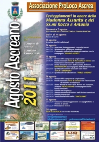 Programma dell'agosto ascreano. Ascrea 7-20 agosto 2011