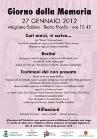 27 gennaio 2012, il Giorno della Memoria a Magliano Sabina.