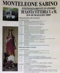 Monteleone Sabino Festeggiamenti in onore di Santa Vittoria 8-10 maggio 2009 Monteleone Sabino Festeggiamenti in onore di Santa Vittoria 8-10 maggio 2009