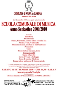 Scuola Comunale di Musica Fara in Sabina - apertura iscrizioni 2009 Scuola Comunale di Musica Fara in Sabina - apertura iscrizioni 2009