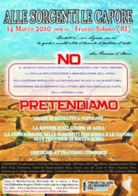 Escursione alle Sorgenti Le Capore a favore dell'ACQUA PUBBLICA 14 marzo 2010 Escursione alle Sorgenti Le Capore a favore dell'ACQUA PUBBLICA 14 marzo 2010