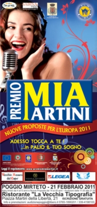 Selezione per il “Premio Mia Martini” 21 febbraio 2011 a Poggio Mirteto Selezione per il “Premio Mia Martini” 21 febbraio 2011 a Poggio Mirteto