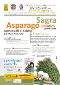 Sagra dell’Asparago Selvatico – VII edizione - Montopoli di Sabina (RI) – Lunedì 25 aprile 2011 Sagra dell’Asparago Selvatico – VII edizione - Montopoli di Sabina (RI) – Lunedì 25 aprile 2011