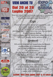 20 - 29 Luglio 2007 Zona Artigianale di Poggio Mirteto  Expo della Sabina