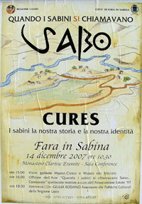 Quando i sabini si chiamavano SABO Fara in Sabina 14 dicembre 2007 ore 10,30