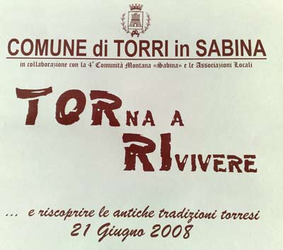 Torri torna a rivivere, Torri in sabina  sabato 21 giugno
