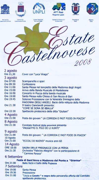 Estate Castelnovese 2008 - Castelnuovo di Farfa (Rieti) 2 agosto 7 settembre 2008