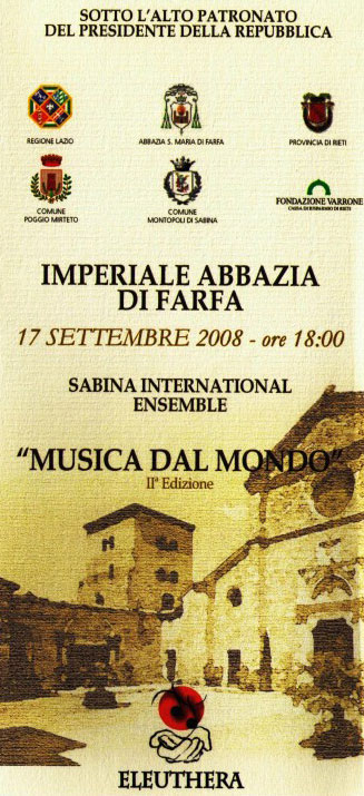 Musica dal mondo seconda edizione Abbazia di Farfa 17 settembre 2008