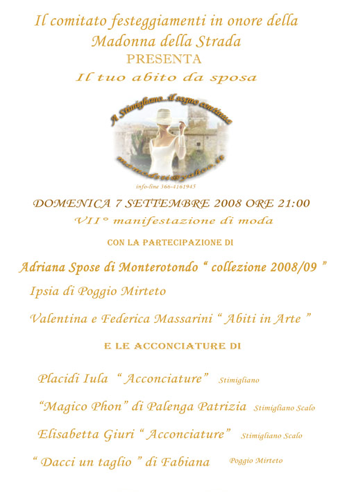 Il tuo abito da sposa Stimigliano (Ri) 7 settembre 2008
