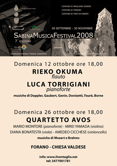 Sabina Musica Festival 2008 - Concerti a Forano 12 e 26 ottobre 2008