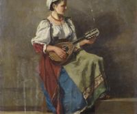 Locandina: Corot e  ‘donna con mandolino e tamburello’